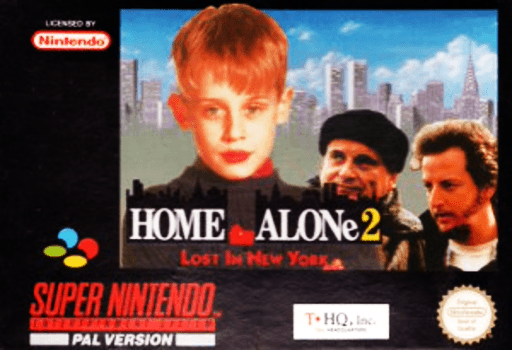 Home Alone 2: Lost in New SNES cover art reference for custom cartridge, PAL version.