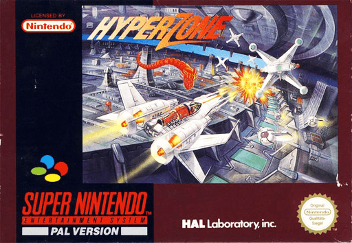 HyperZone SNES cover art reference for custom cartridge, PAL version.
