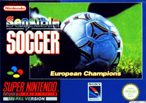 International Sensible Soccer: World Champions SNES cover art reference for custom cartridge, PAL version.