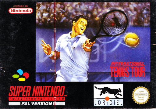 International Tennis Tour SNES cover art reference for custom cartridge, PAL version.