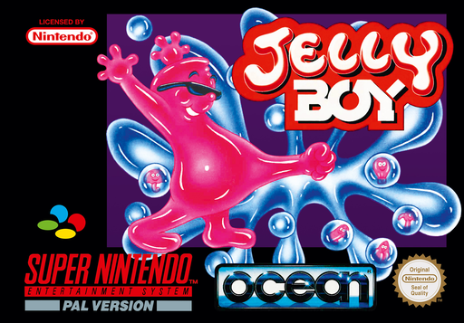 Jelly Boy SNES cover art reference for custom cartridge, PAL version.