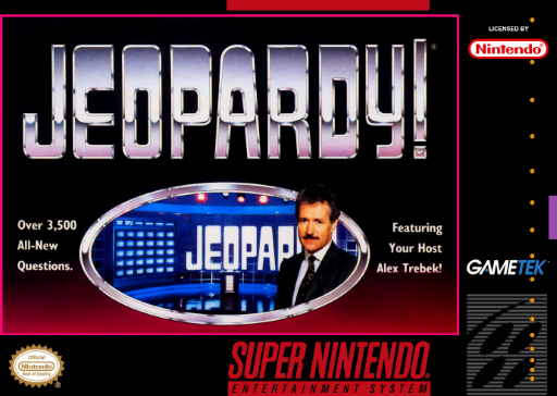 Jeopardy! SNES cover art reference for custom cartridge, NTSC-U version.