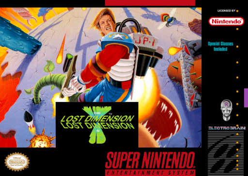 Jim Power: The Lost Dimension in SNES cover art reference for custom cartridge, NTSC-U version.