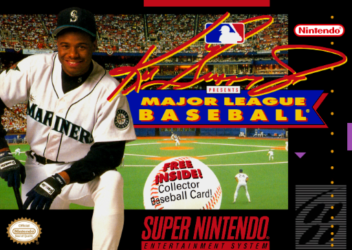 Ken Griffey Jr. Presents Major League SNES cover art reference for custom cartridge, NTSC-U version.