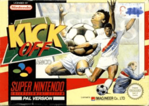 Kick Off SNES cover art reference for custom cartridge, PAL version.