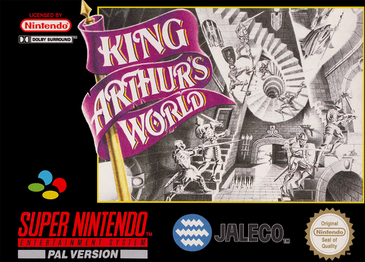 King Arthur's World SNES cover art reference for custom cartridge, PAL version.