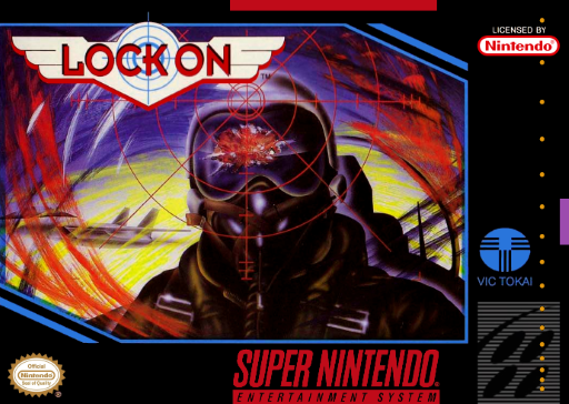 Lock On SNES cover art reference for custom cartridge, NTSC-U version.