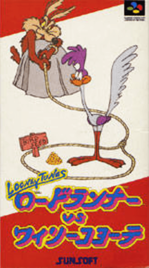 Road Runner's Death Valley Rally SNES cover art reference for custom cartridge, NTSC-J version.
