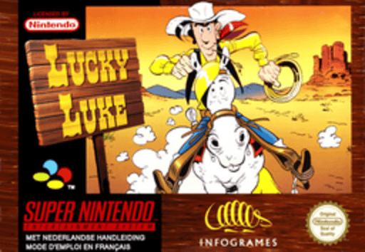 Lucky Luke SNES cover art reference for custom cartridge, PAL version.