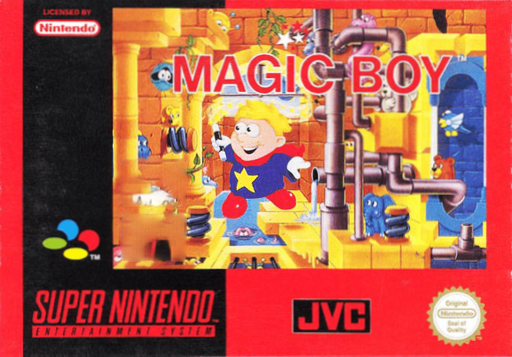 Magic Boy SNES cover art reference for custom cartridge, PAL version.