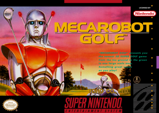 Mecarobot Golf SNES cover art reference for custom cartridge, NTSC-U version.