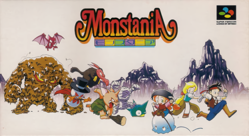 Monstania SNES cover art reference for custom cartridge, NTSC-J version.
