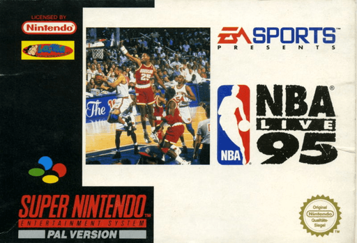 NBA Live 95 SNES cover art reference for custom cartridge, PAL version.