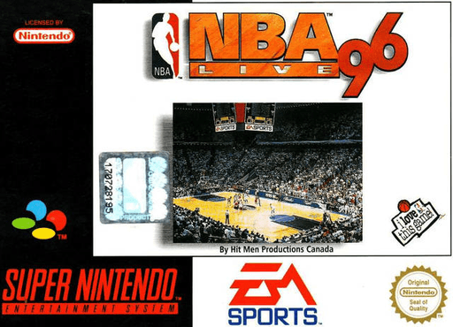 NBA Live 96 SNES cover art reference for custom cartridge, PAL version.