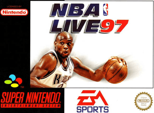 NBA Live 97 SNES cover art reference for custom cartridge, PAL version.