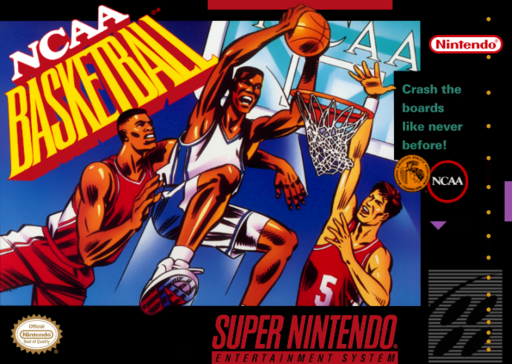 NCAA Basketball SNES cover art reference for custom cartridge, NTSC-U version.
