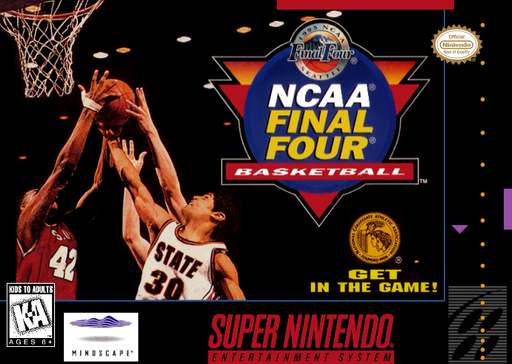 NCAA Final Four Basketball SNES cover art reference for custom cartridge, NTSC-U version.