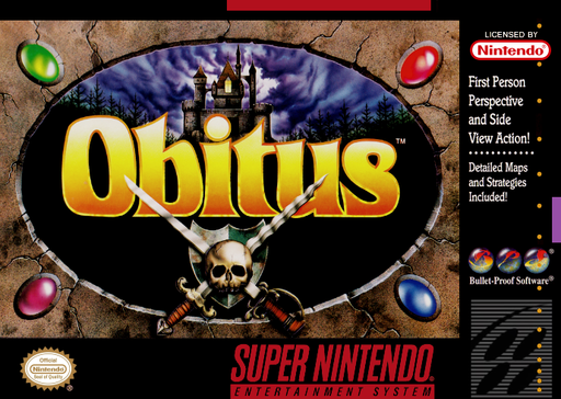 Obitus SNES cover art reference for custom cartridge, NTSC-U version.