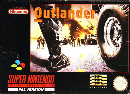Outlander SNES cover art reference for custom cartridge, PAL version.