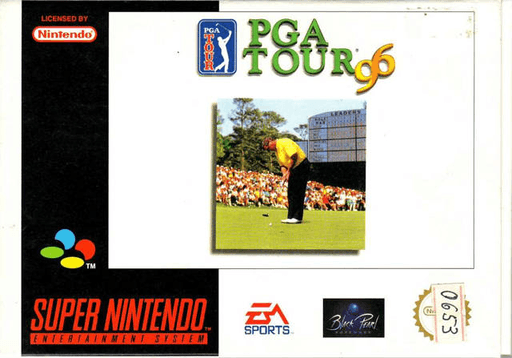 PGA Tour 96 SNES cover art reference for custom cartridge, PAL version.