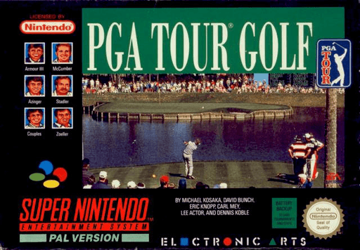 PGA Tour Golf SNES cover art reference for custom cartridge, PAL version.