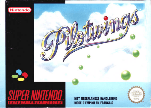Pilotwings SNES cover art reference for custom cartridge, PAL version.