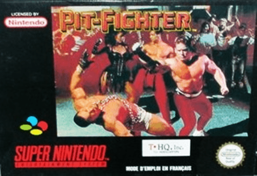 Pit-Fighter SNES cover art reference for custom cartridge, PAL version.