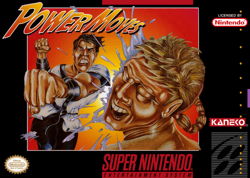 Power Moves SNES cover art reference for custom cartridge, PAL version.