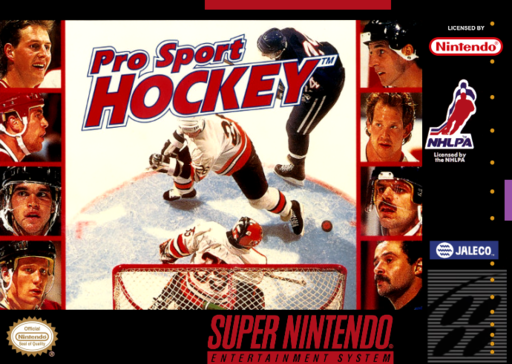 Pro Sport Hockey SNES cover art reference for custom cartridge, NTSC-U version.