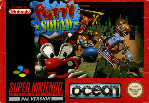 Putty Squad SNES cover art reference for custom cartridge, PAL version.