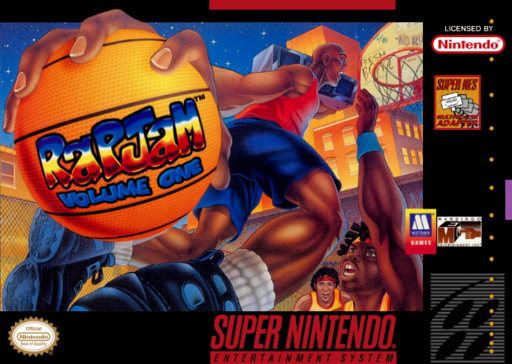 Rap Jam: Volume One SNES cover art reference for custom cartridge, NTSC-U version.