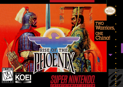 Rise of the Phoenix SNES cover art reference for custom cartridge, NTSC-U version.