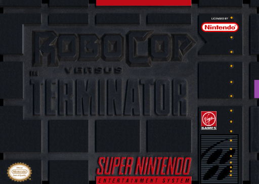 RoboCop Versus The Terminator SNES cover art reference for custom cartridge, NTSC-U version.