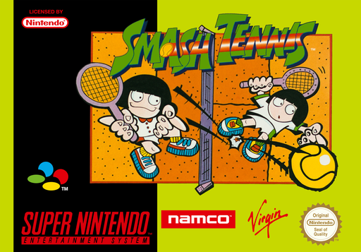 Smash Tennis SNES cover art reference for custom cartridge, PAL version.