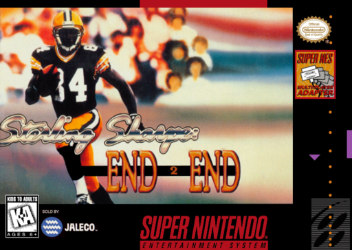 Sterling Sharpe: End 2 End SNES cover art reference for custom cartridge, NTSC-U version.