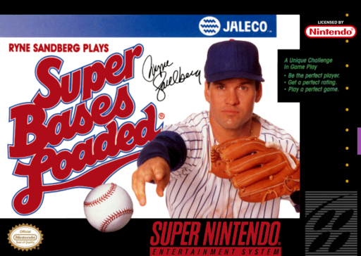 Super Bases Loaded SNES cover art reference for custom cartridge, NTSC-U version.
