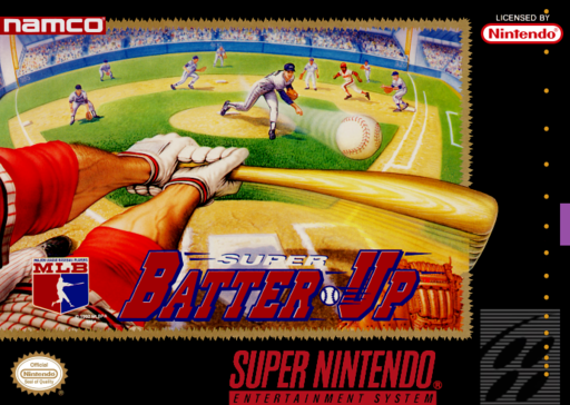 Super Batter Up SNES cover art reference for custom cartridge, NTSC-U version.