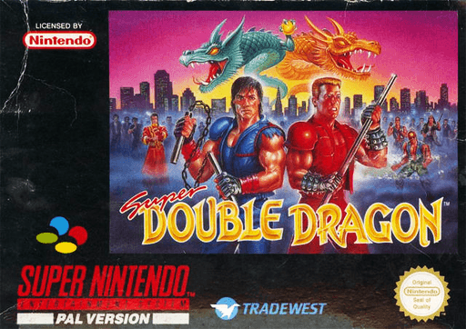 Super Double Dragon SNES cover art reference for custom cartridge, PAL version.