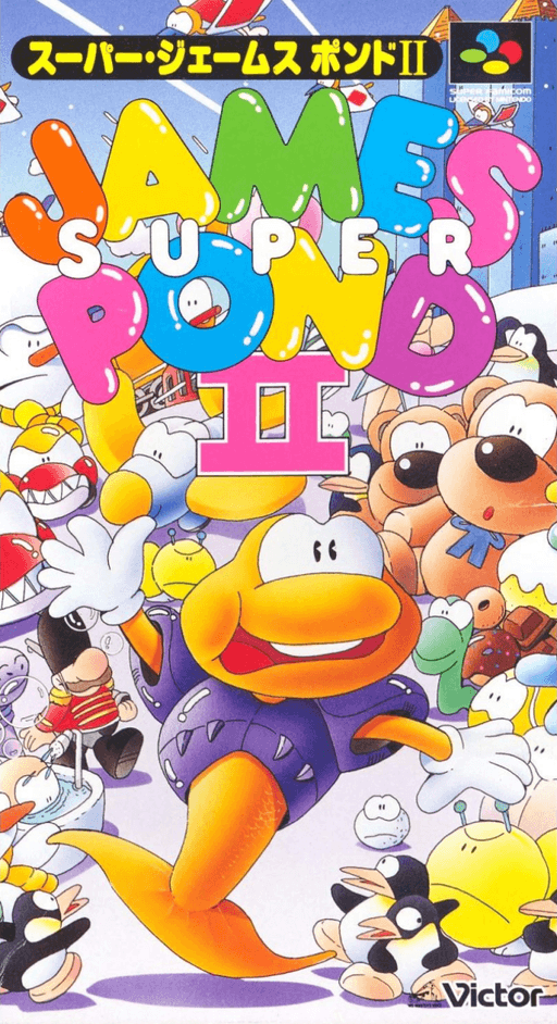 Super James Pond SNES cover art reference for custom cartridge, NTSC-J version.