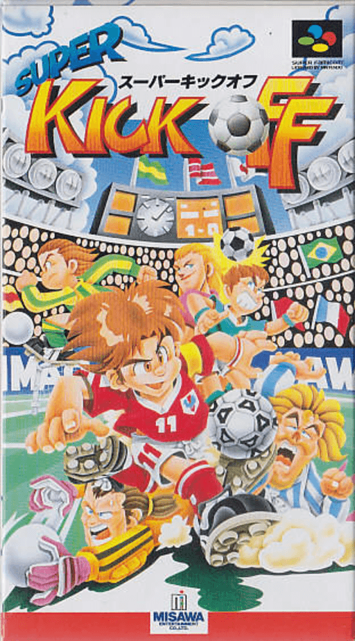 Kick Off SNES cover art reference for custom cartridge, NTSC-J version.