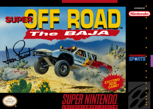 Super Off Road: The Baja SNES cover art reference for custom cartridge, NTSC-U version.