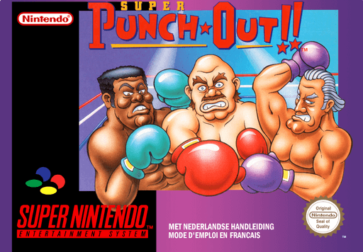 Super Punch-Out!! SNES cover art reference for custom cartridge, PAL version.