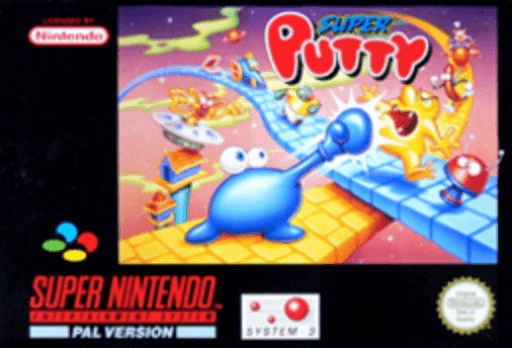 Super Putty SNES cover art reference for custom cartridge, PAL version.