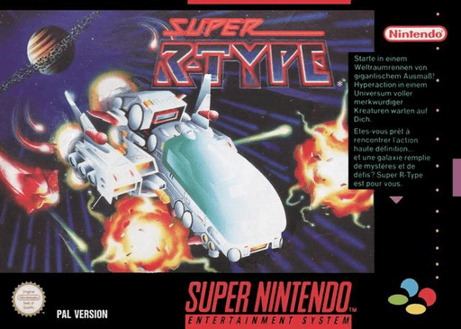 Super R-Type SNES cover art reference for custom cartridge, PAL version.