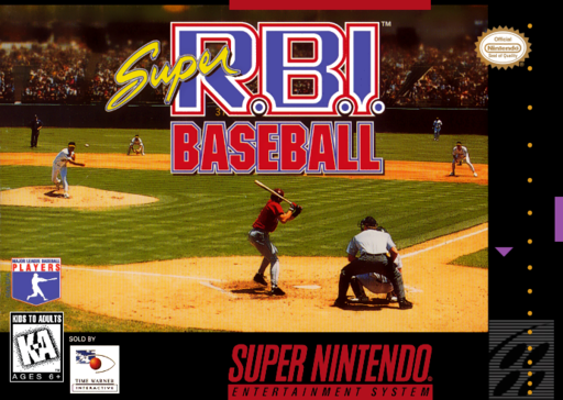 Super R.B.I. Baseball SNES cover art reference for custom cartridge, NTSC-U version.