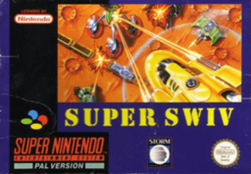 Super SWIV SNES cover art reference for custom cartridge, PAL version.