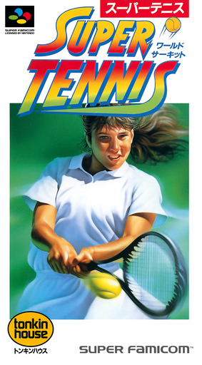 Super Tennis SNES cover art reference for custom cartridge, NTSC-J version.