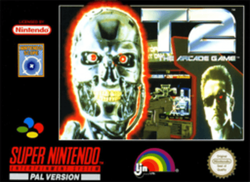 T2: The Arcade Game SNES cover art reference for custom cartridge, PAL version.