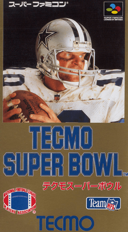 Tecmo Super Bowl SNES cover art reference for custom cartridge, NTSC-J version.