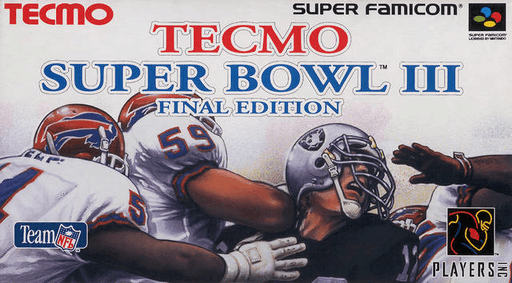 Tecmo Super Bowl III: Final Edition SNES cover art reference for custom cartridge, NTSC-J version.